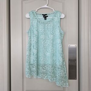 Alfani Mint Lace Sleeveless Tunic